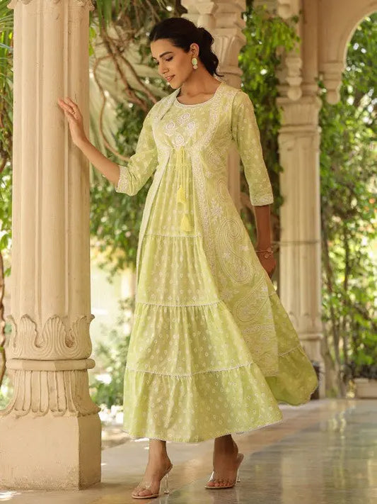 Women's Fit & Flare Maxi Dress with Ethnic Motif Embroidery-1
