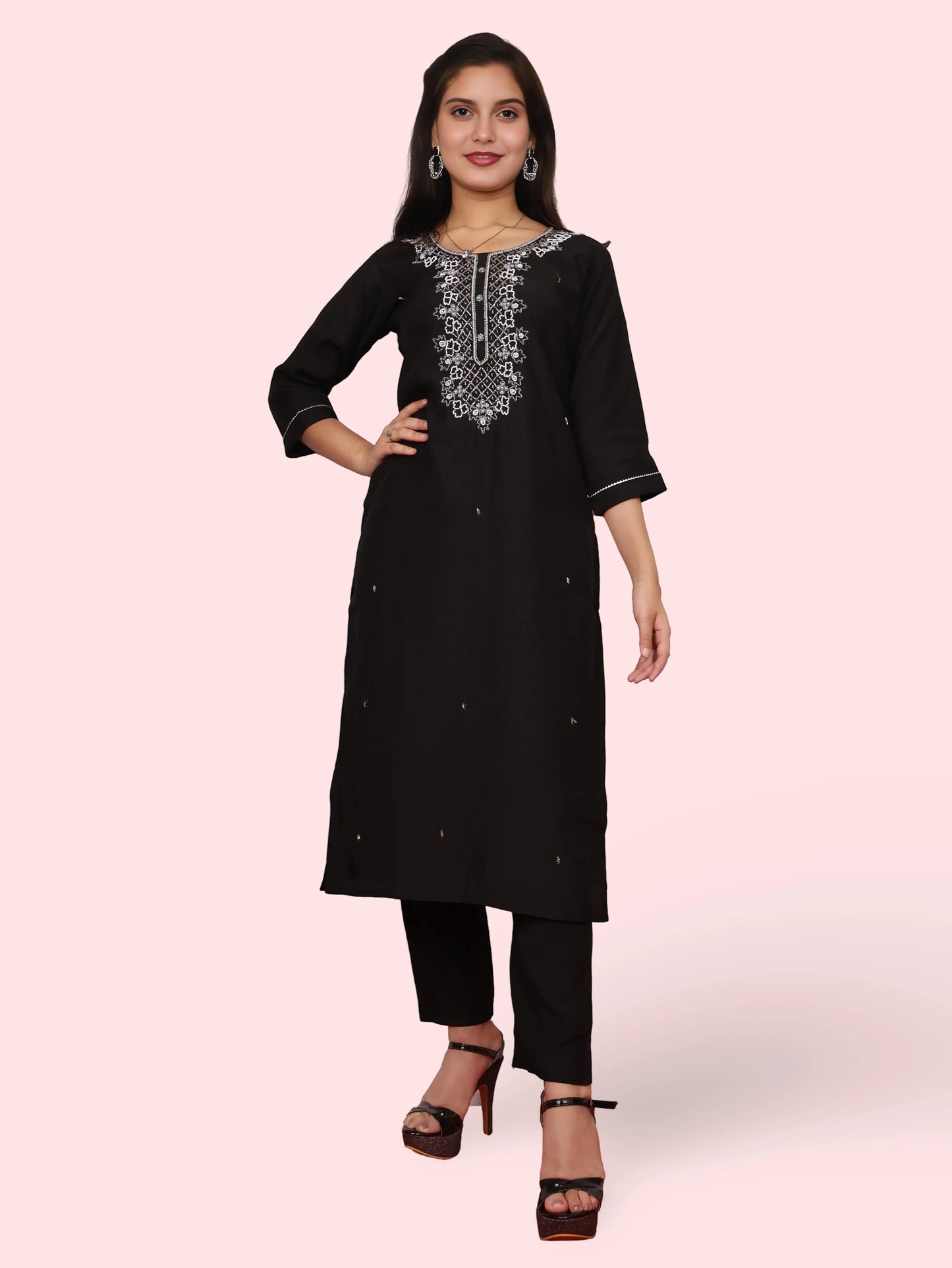 Woman Straight Suit Set with Pant-Dupatta-4