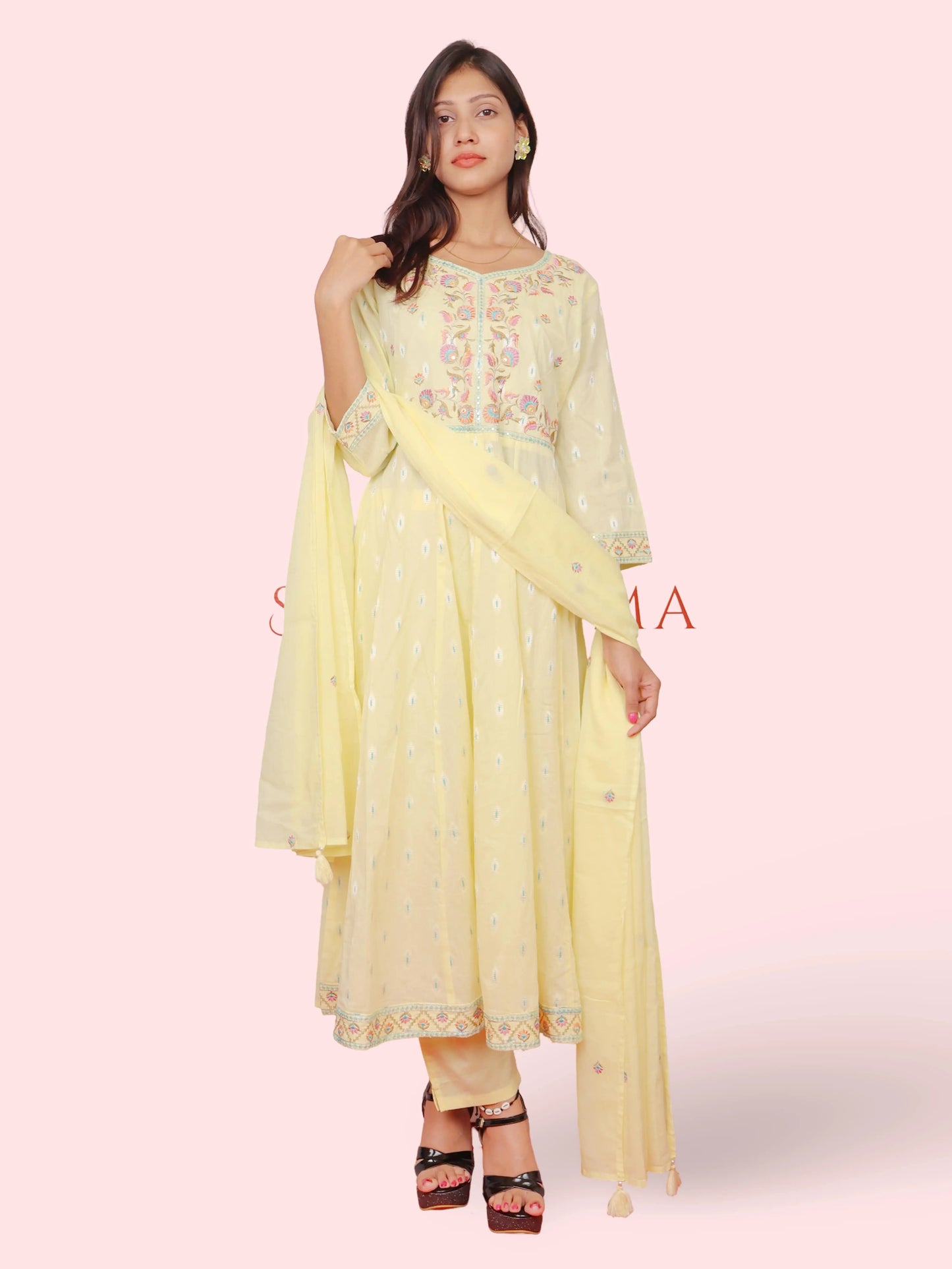 Women's Pure Cotton Kurta and Pant Set with Coordinated Dupatta-4