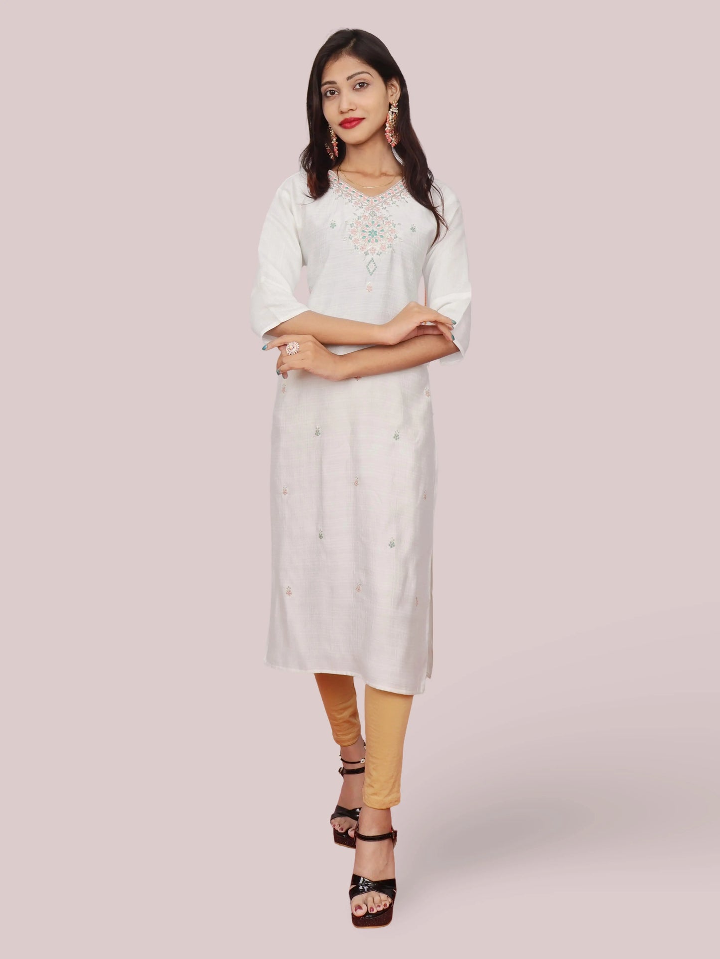 Cotton Kurti with Beautifully Embroidered Neckline-4