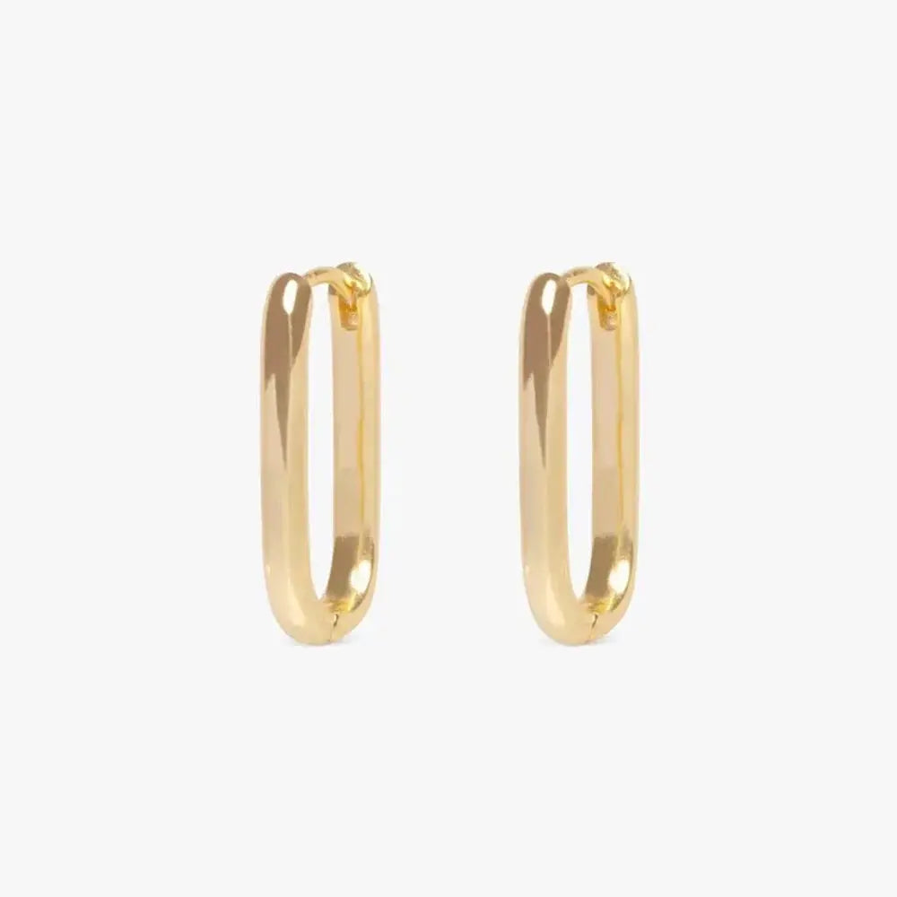 Minimalist Huggie Square Hoop Earrings-6