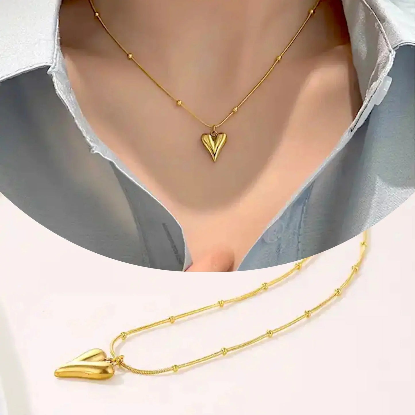 Heart Ball Pendant Necklace Dainty Love Charm Jewelry Gift-4