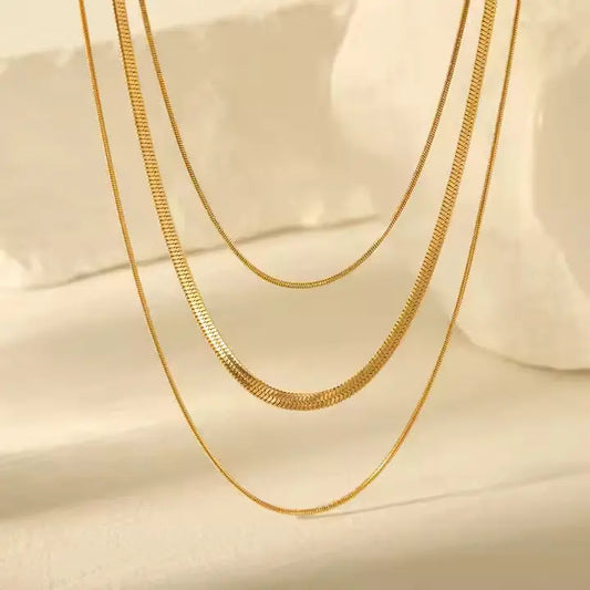 Triple Layer Snake Chain Necklace-1