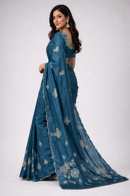 NeelSundari Khatli Handcrafted Silk Saree-0