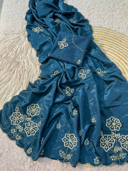 NeelSundari Khatli Handcrafted Silk Saree-2