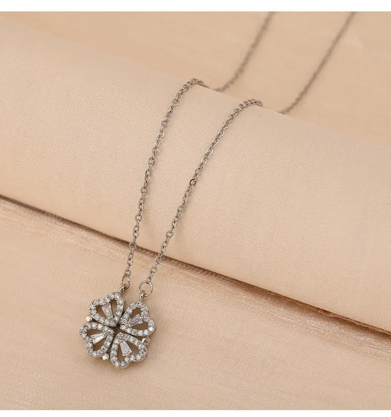 Four-Leaf Clover Hearts Necklace-1