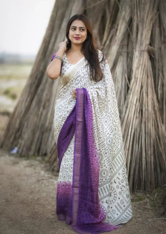 Wonderful Worli Cotton Crape Saree – Single Color Edition-0