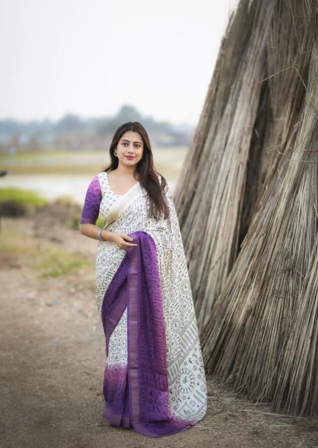 Wonderful Worli Cotton Crape Saree – Single Color Edition-1