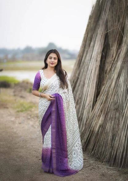 Wonderful Worli Cotton Crape Saree – Single Color Edition-1