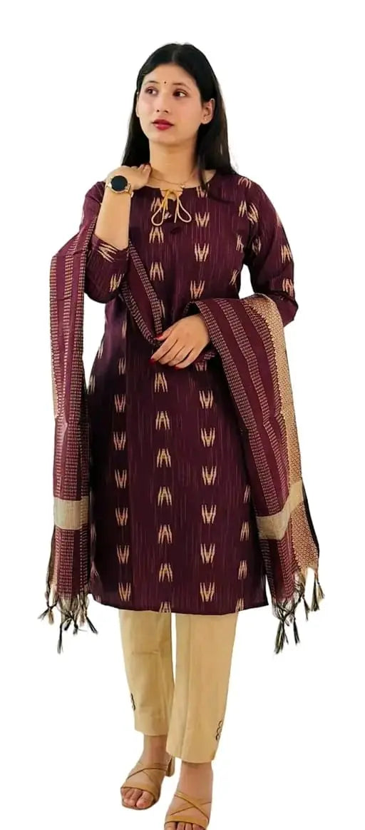 Women's Cotton Kurta Pant Set with Dupatta 19671