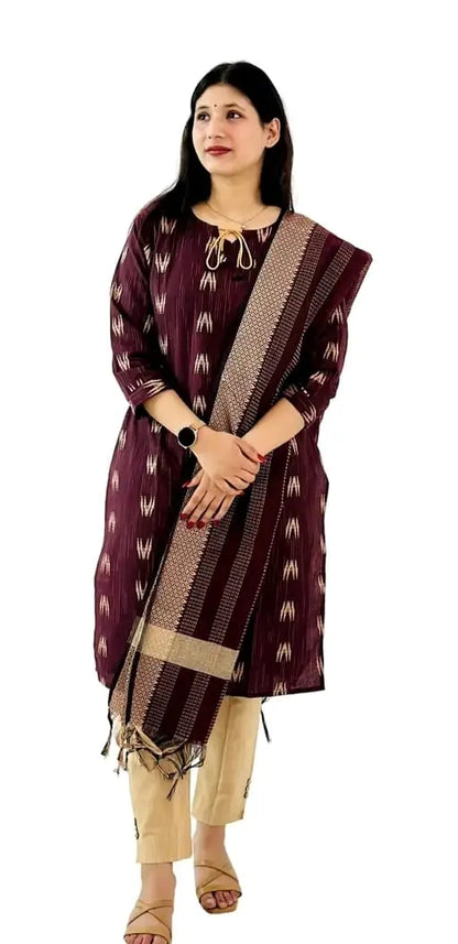 Women's Cotton Kurta Pant Set with Dupatta 19671
