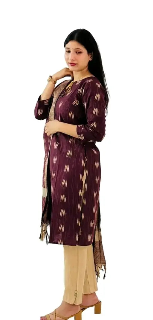 Women's Cotton Kurta Pant Set with Dupatta 19671
