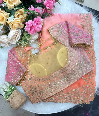 GulAab Pehrava Ombre Designer Saree-3