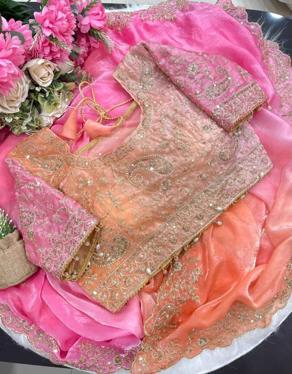 GulAab Pehrava Ombre Designer Saree-4
