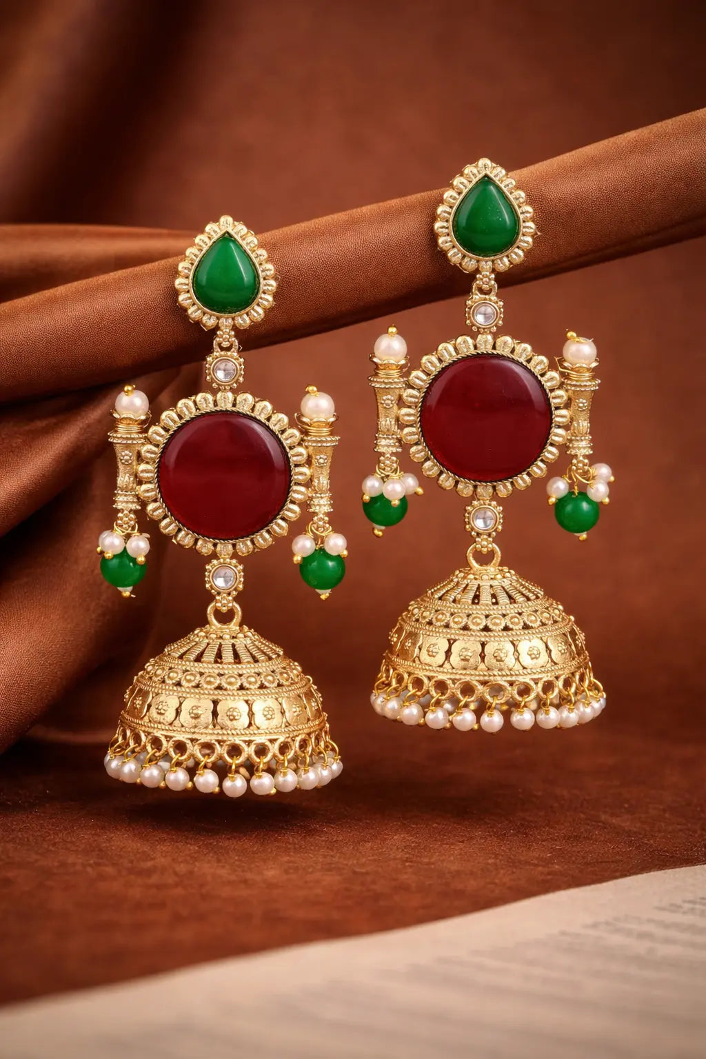 Mahika Heritage Kundan Jhumki Earrings-0
