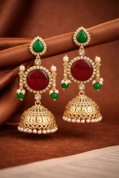 Mahika Heritage Kundan Jhumki Earrings-0