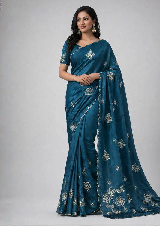NeelSundari Khatli Handcrafted Silk Saree-1