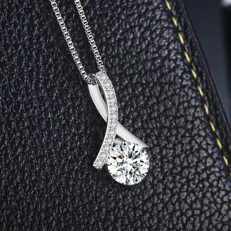 925 Silver Flower Zircon Pendant Necklace-4