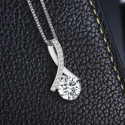 925 Silver Flower Zircon Pendant Necklace-4