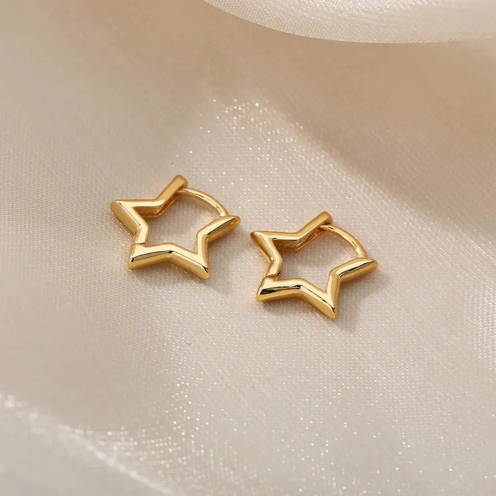 Minimalist Star Hoop Earrings for Everyday Elegance-2