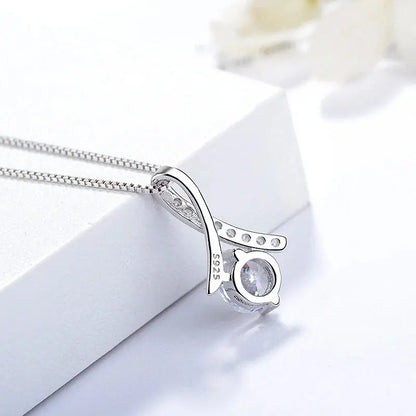 925 Silver Flower Zircon Pendant Necklace-2