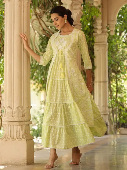Women's Fit & Flare Maxi Dress with Ethnic Motif Embroidery-1