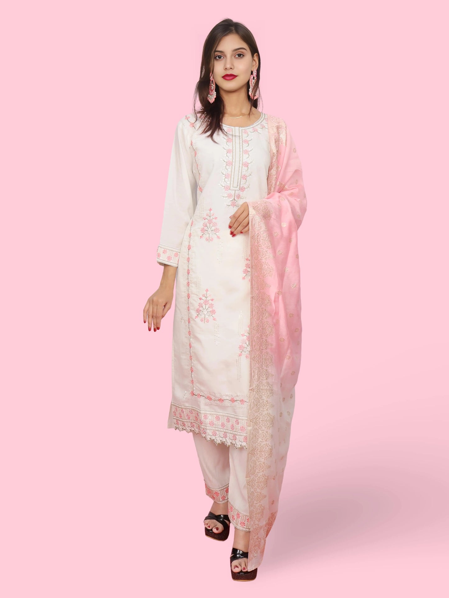 Women's Cotton Rayon Kurta-Pant, and Dupatta Set-0