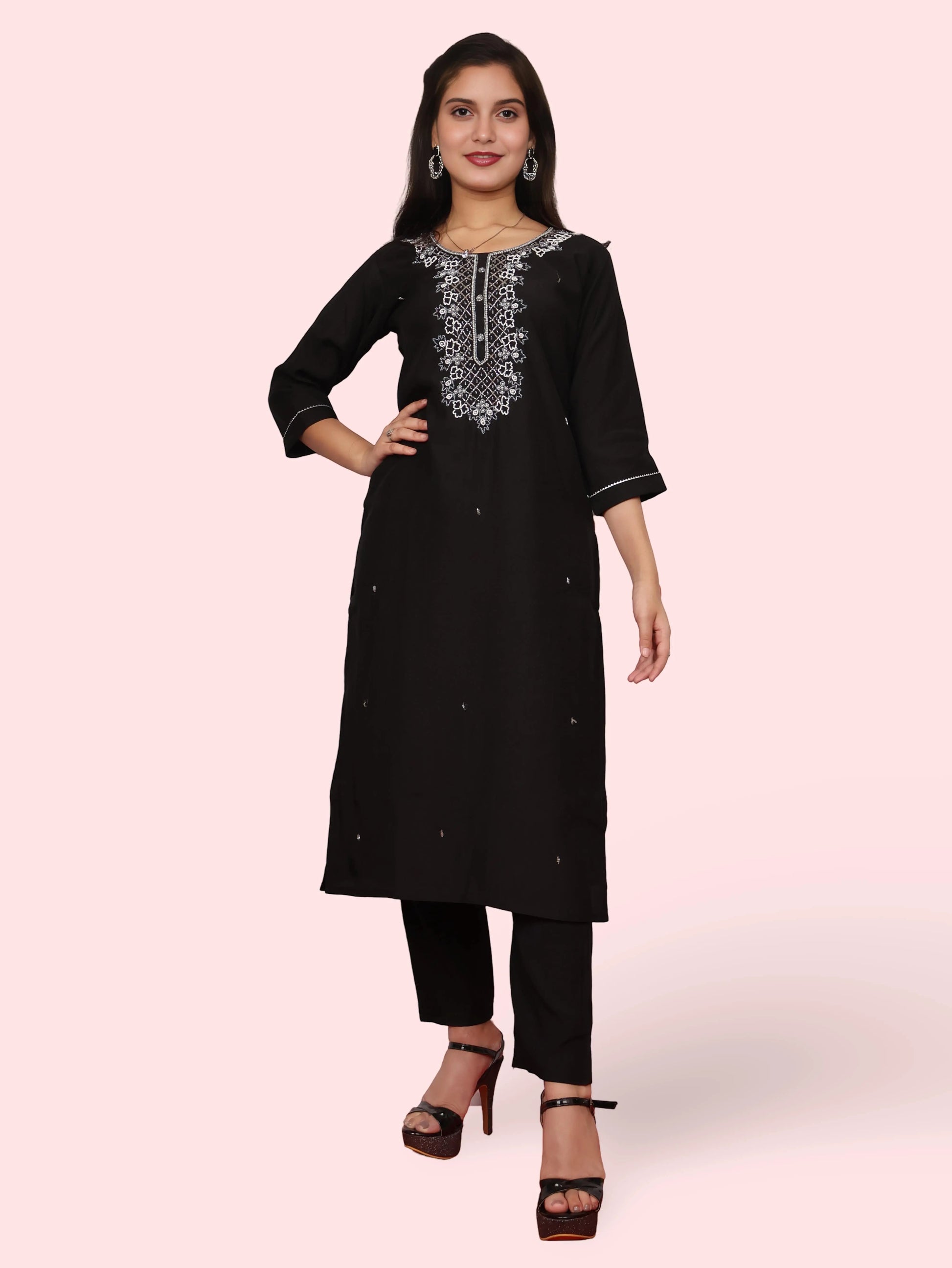Woman Straight Suit Set with Pant-Dupatta-4
