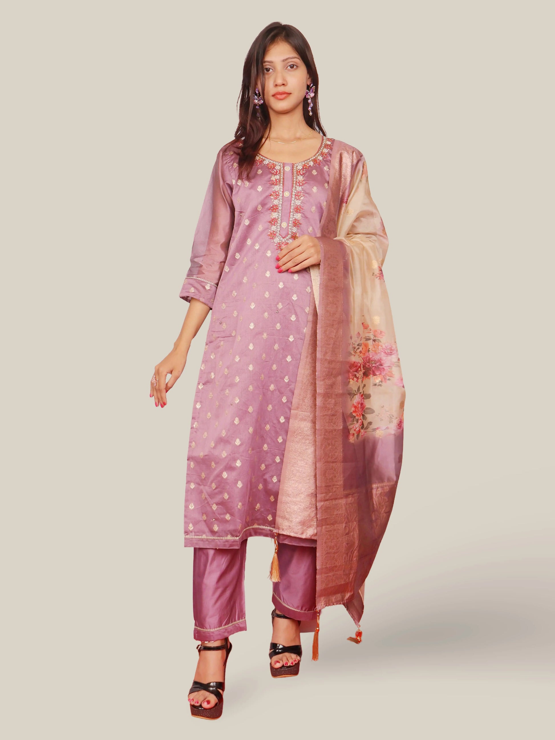Women's Silk Kurta-Pant, and Dupatta Set-0