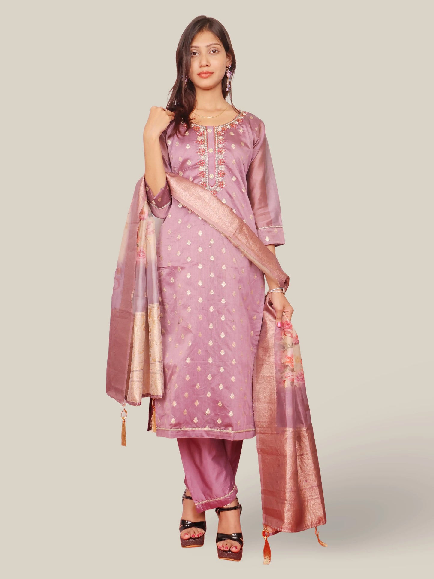 Women's Silk Kurta-Pant, and Dupatta Set-4