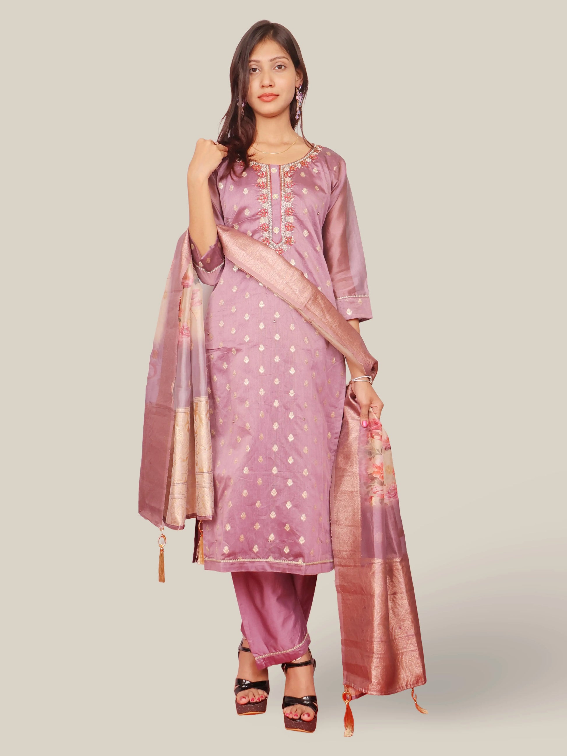 Women's Silk Kurta-Pant, and Dupatta Set-4