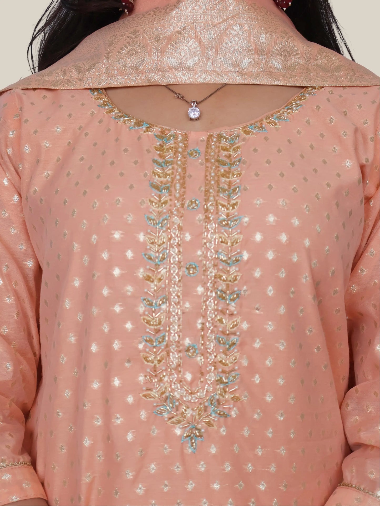 Woman's Straight Suit Set with Dupatta-3
