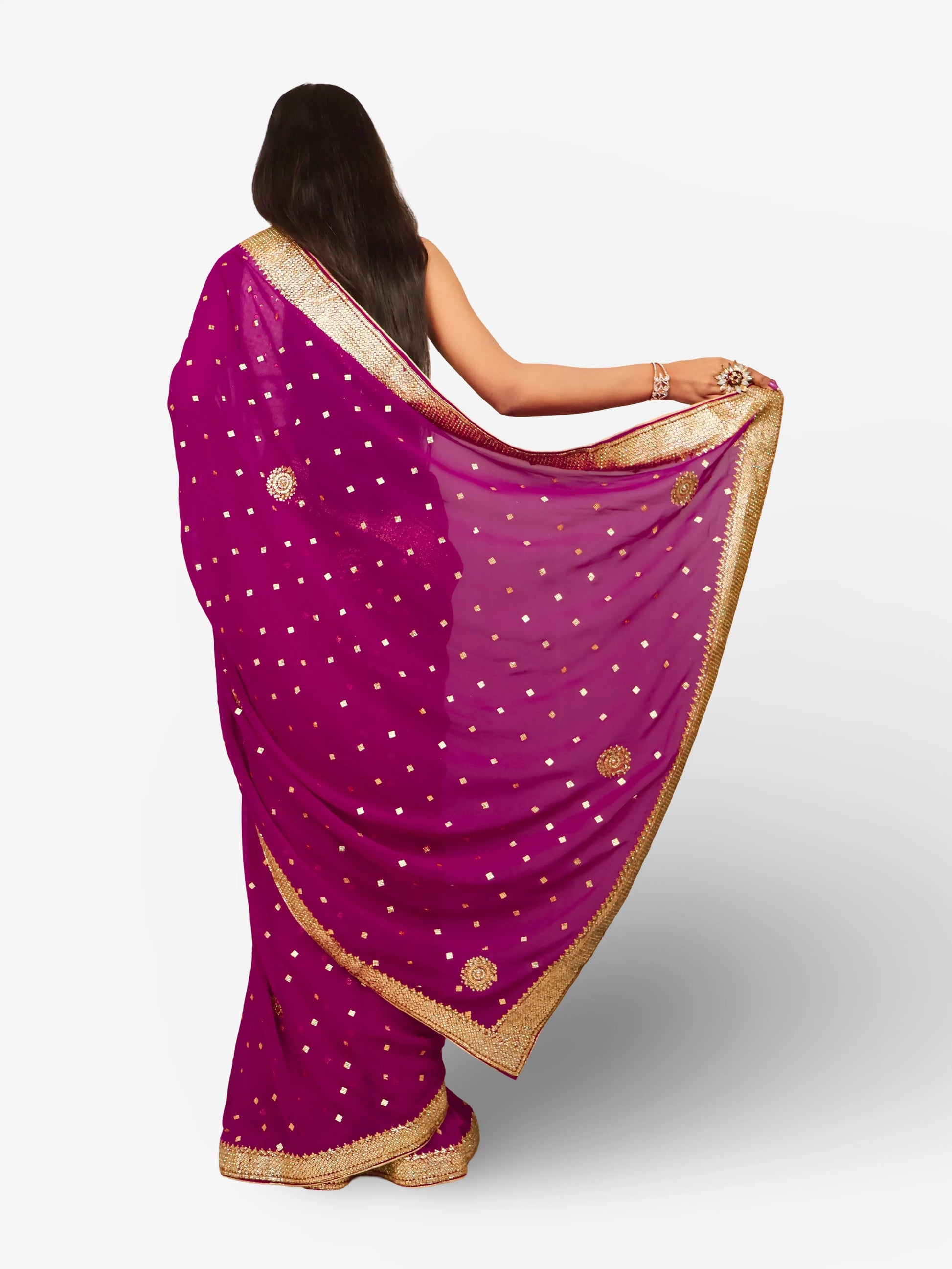 Designer Saree with Cut Dana & Beads by Shreekama-2