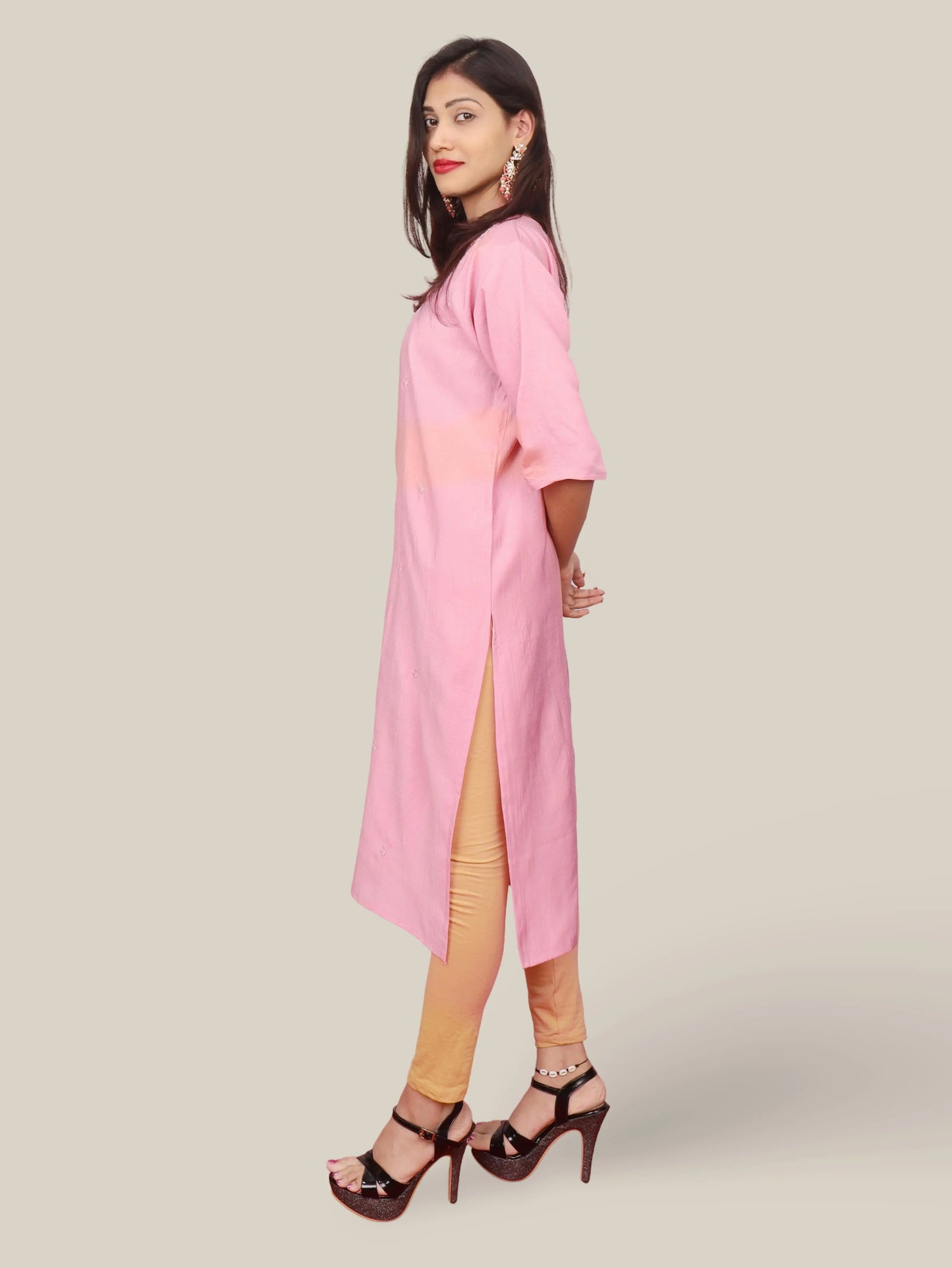Cotton Kurti with Beautifully Embroidered Neckline-1