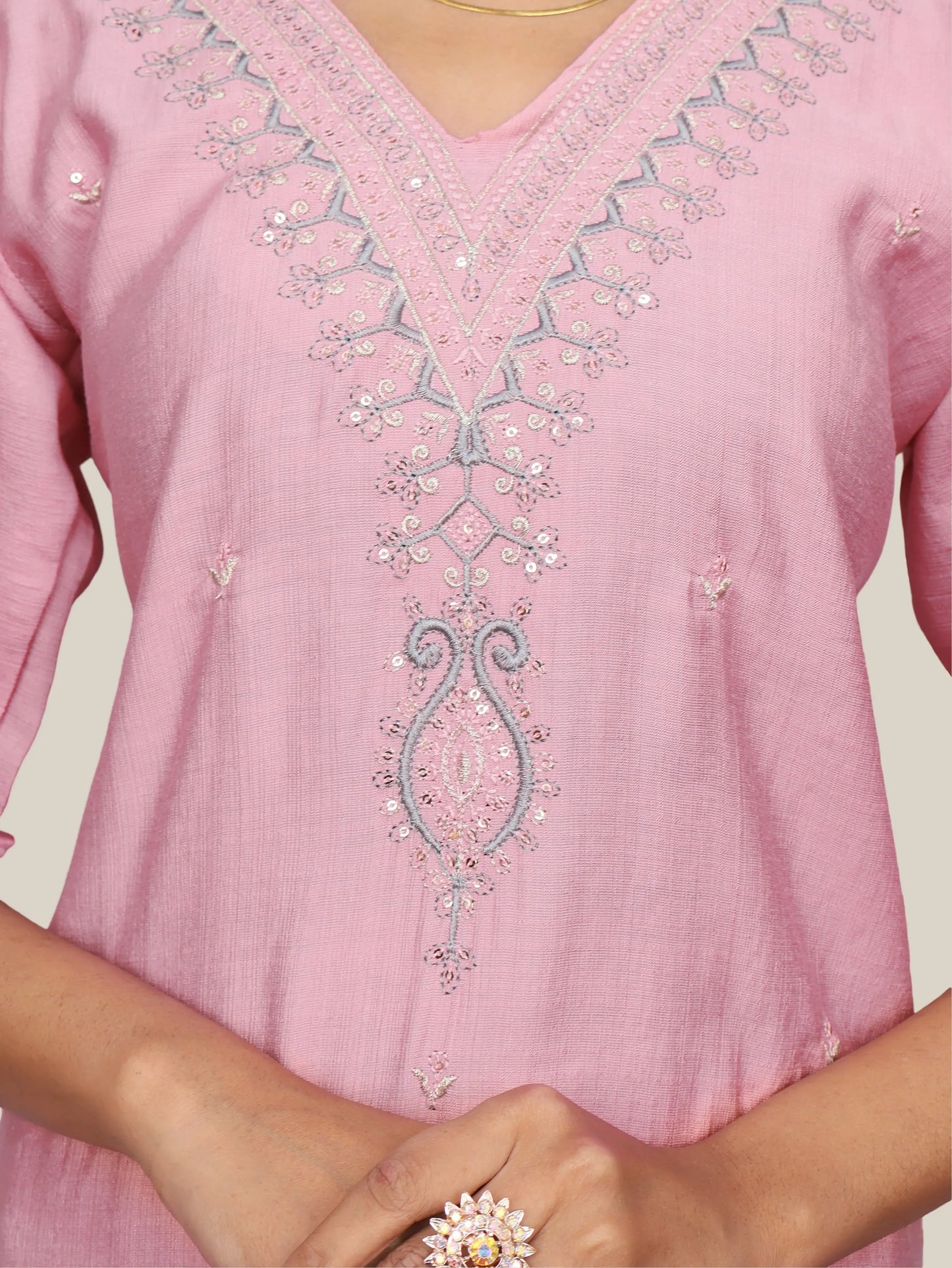 Cotton Kurti with Beautifully Embroidered Neckline-3