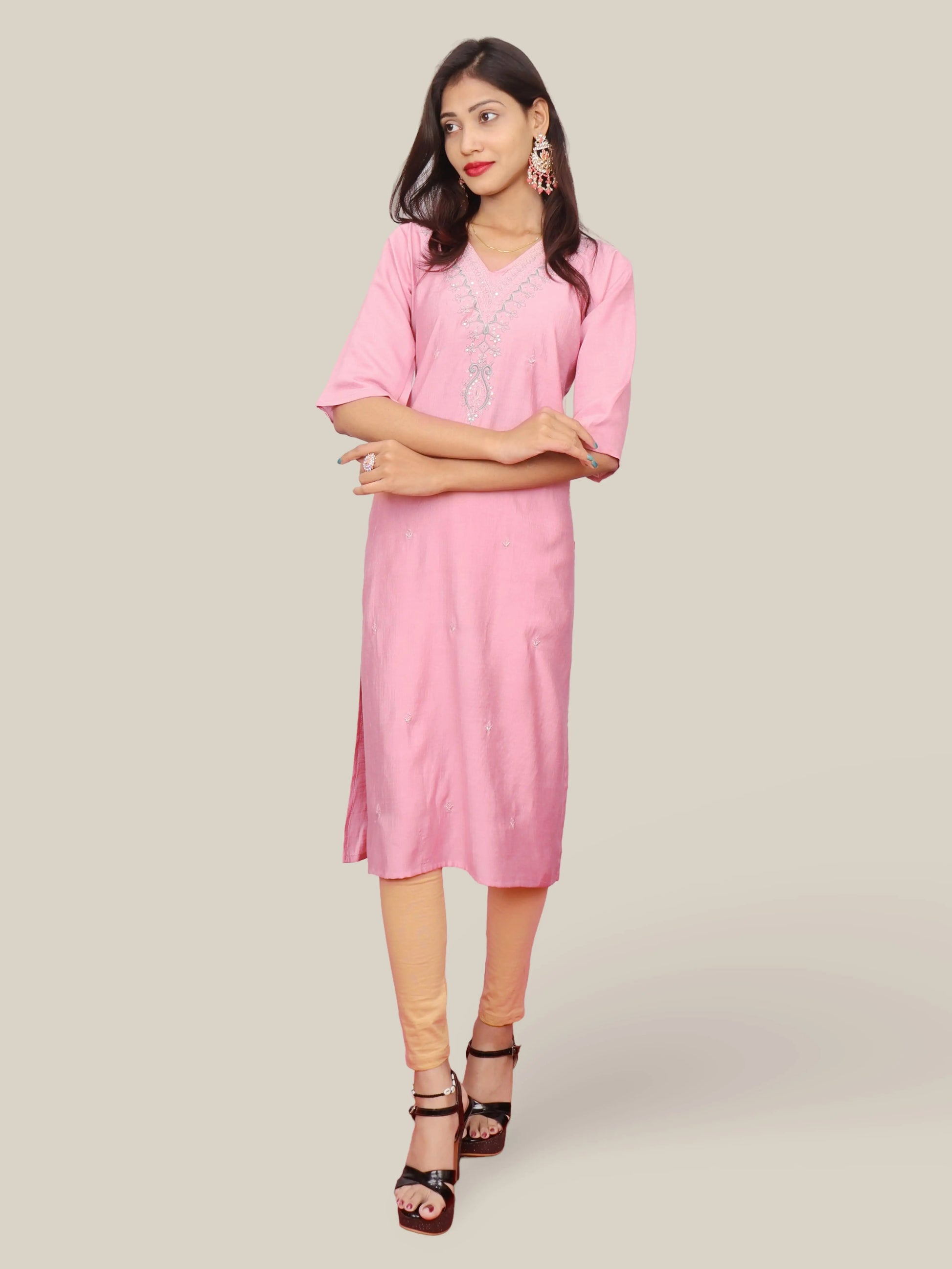 Cotton Kurti with Beautifully Embroidered Neckline-4
