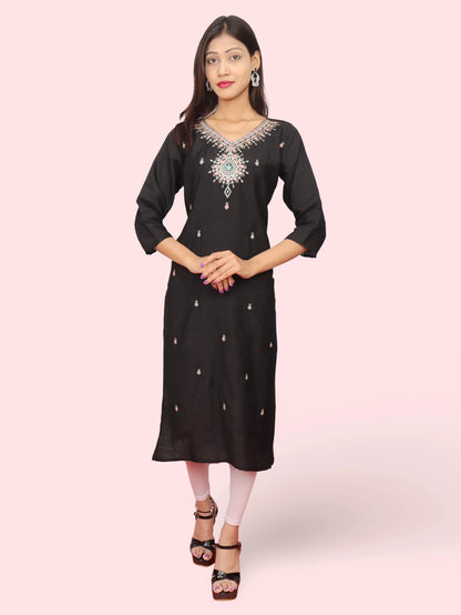 Cotton Kurti with Beautifully Embroidered Neckline-5