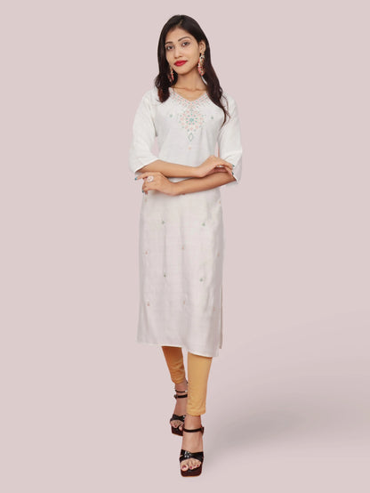 Cotton Kurti with Beautifully Embroidered Neckline-4