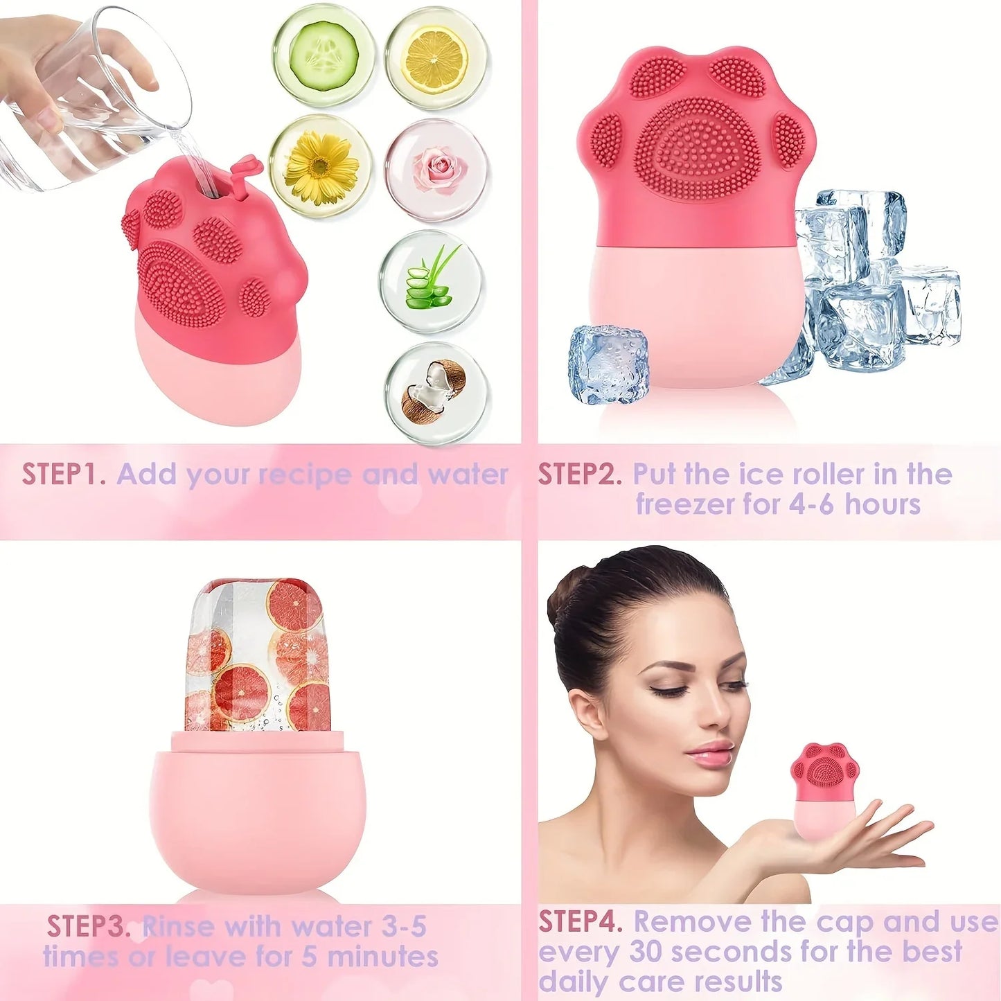 Ice Face Roller Silicone Facial Cube for Eyes Neck Massage Remove Dark Circle Pore Shrink Face