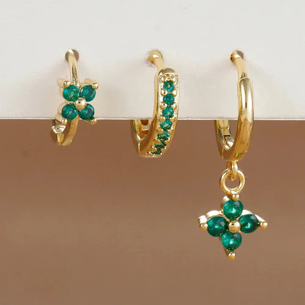 3PCS Flower Drop and Dangle Earring-24