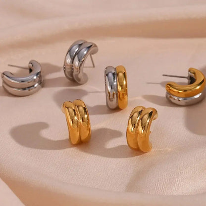 Hypoallergenic Geometric Stud Earrings for Women-4