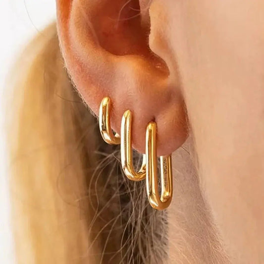 Minimalist Huggie Square Hoop Earrings-0