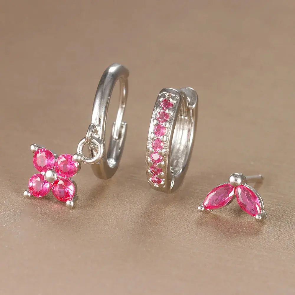 3PCS Flower Drop and Dangle Earring-8