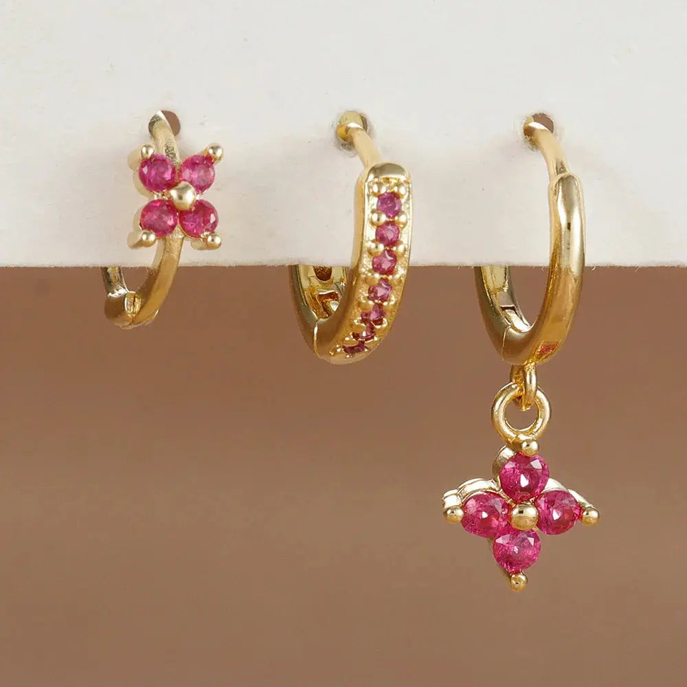 3PCS Flower Drop and Dangle Earring-26