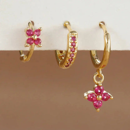 3PCS Flower Drop and Dangle Earring-26