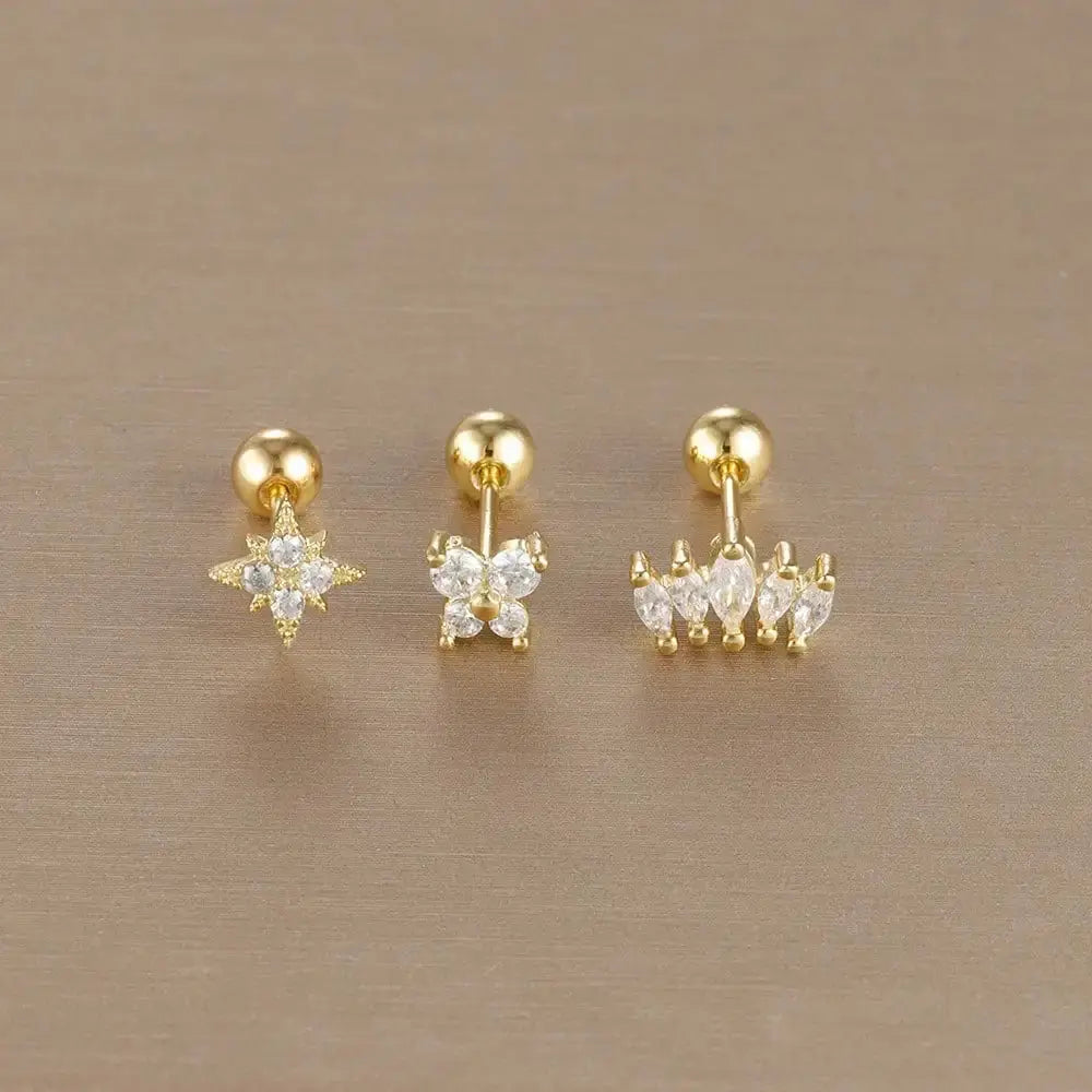 3PCS Crown Stud Earring Set for Women-4