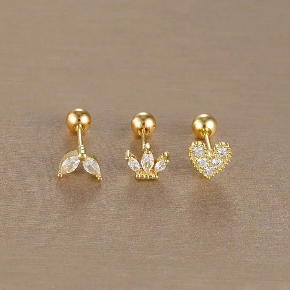 3PCS Crown Stud Earring Set for Women-9