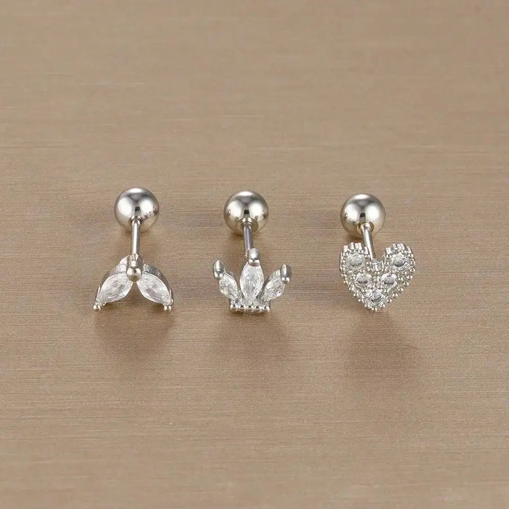 3PCS Crown Stud Earring Set for Women-8