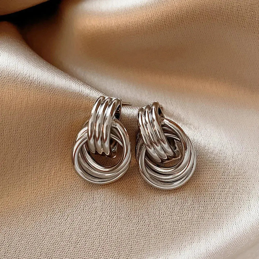 Three-Layer Textured Knot Earrings for Women-6