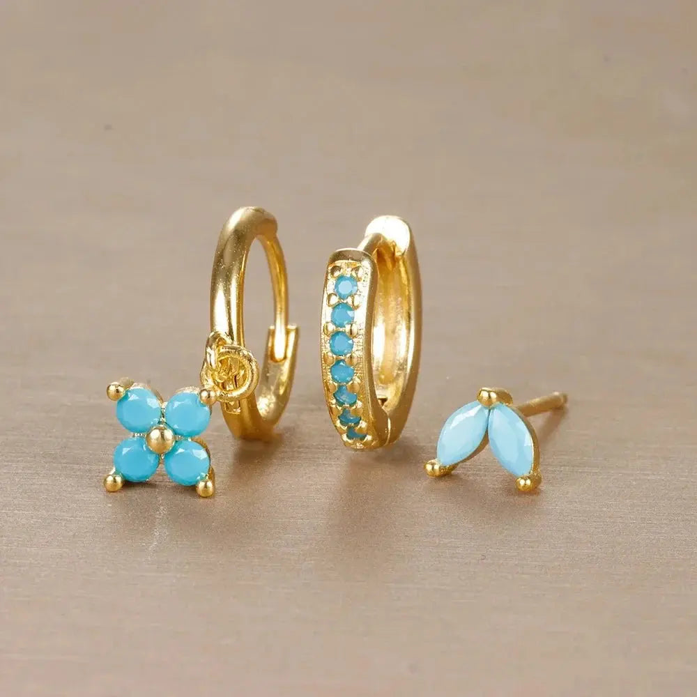3PCS Flower Drop and Dangle Earring-15